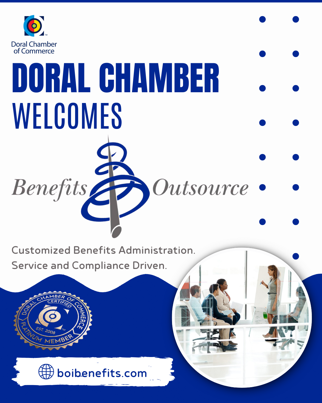 Doral Chamber of Commerce Proudly Welcomes Benefits Outsource, Inc. as a Platinum Member.
