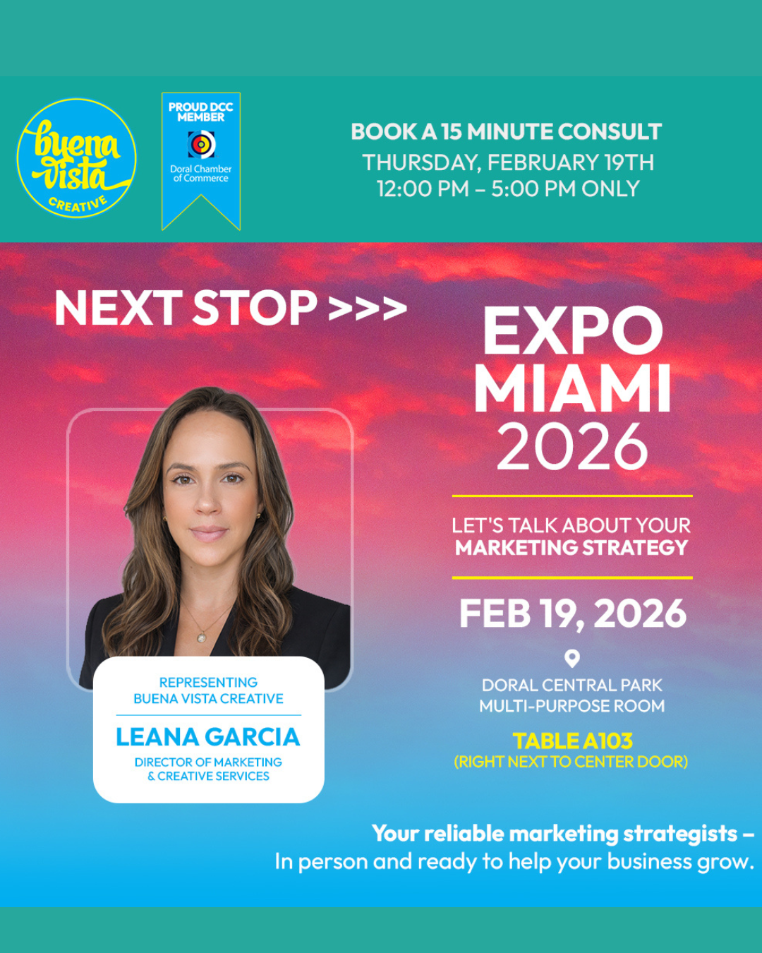 Buena Vista Creative Doral Business Leaders: Let’s connect in person next Thursday Feb 19th