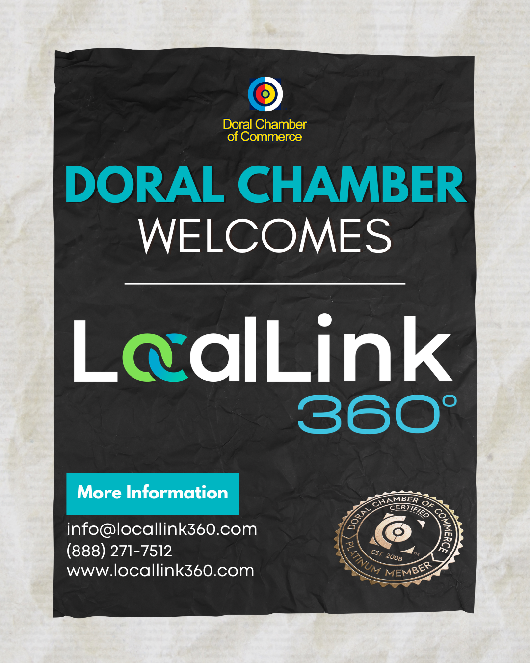 Doral Chamber of Commerce Proudly Welcomes LocalLink 360° as a Platinum Member.