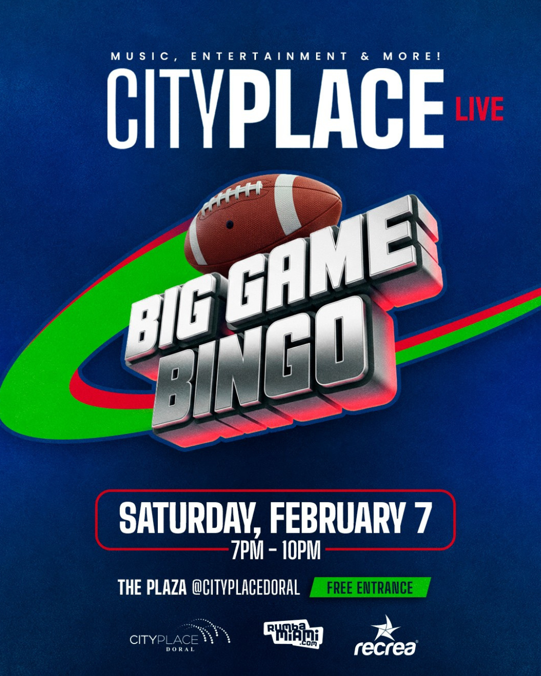 CityPlace Doral Big Game Bingo Night at CityPlace Doral this Saturday!