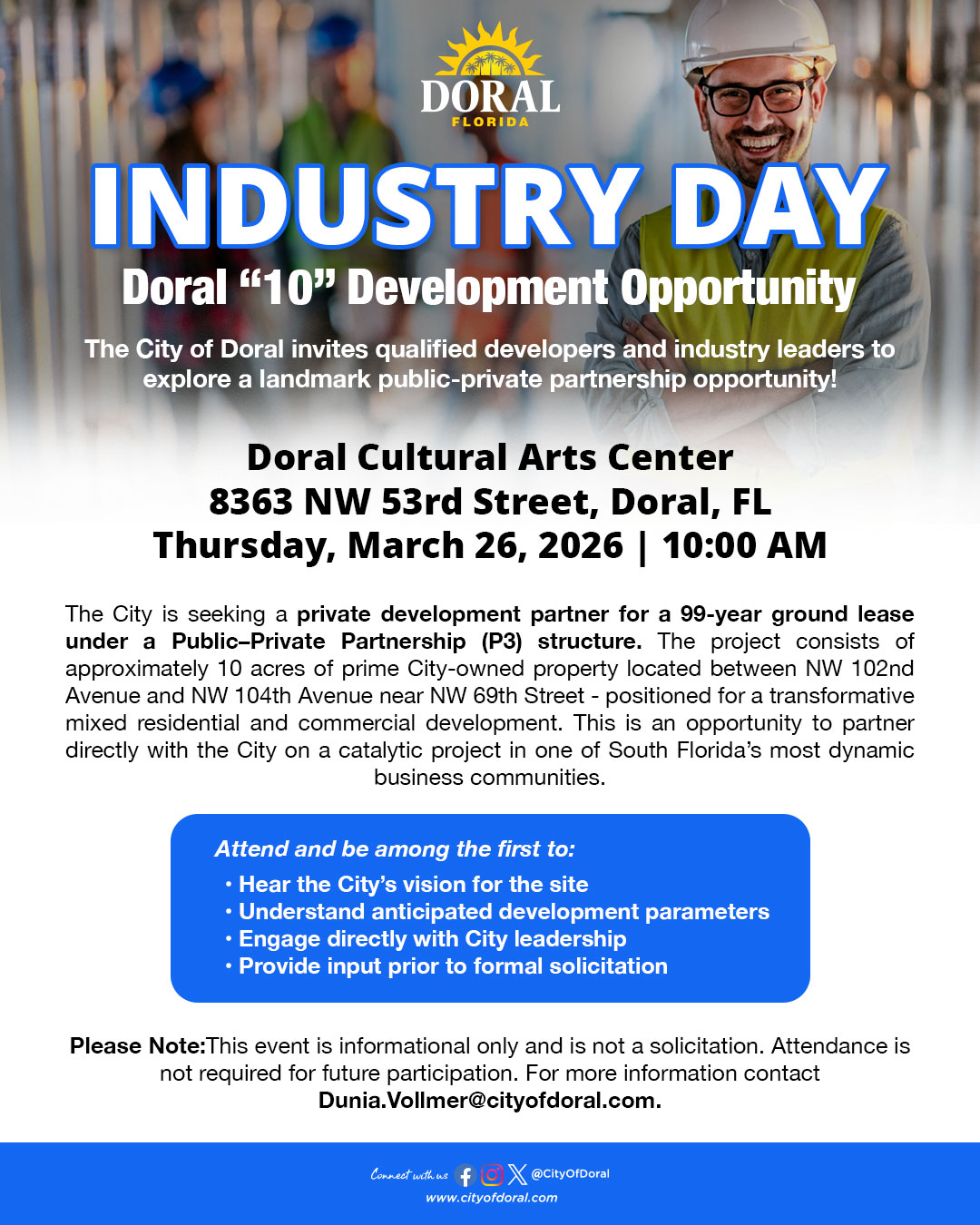 The City of Doral Invites Qualified Developers and Industry Leaders to Explore a Landmark Public-Private Partnership Opportunity!
