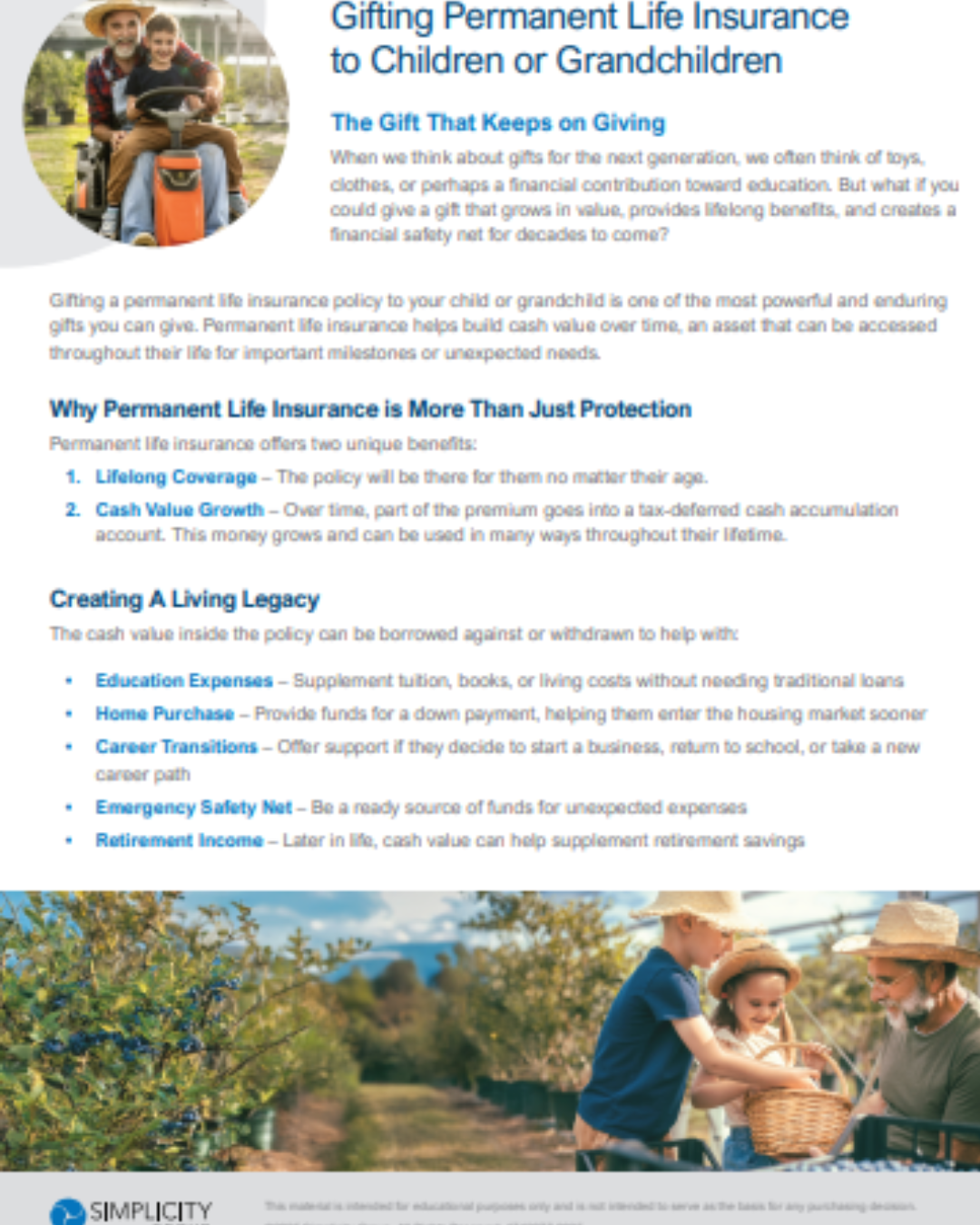 ABMM Financial Gifting Permanant Life Insurance to Children and Grandchildren.