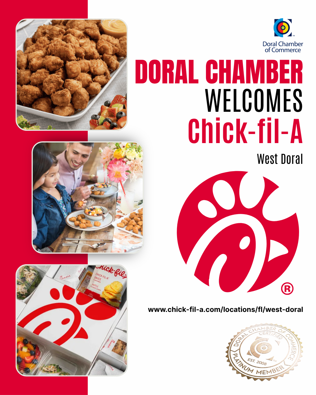 Doral Chamber of Commerce Proudly Welcomes Chick-fil-A West Doral as a Platinum Member.
