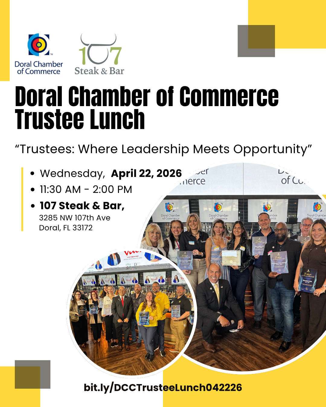 Doral Chamber Trustee Lunch at 107 Steak & Bar