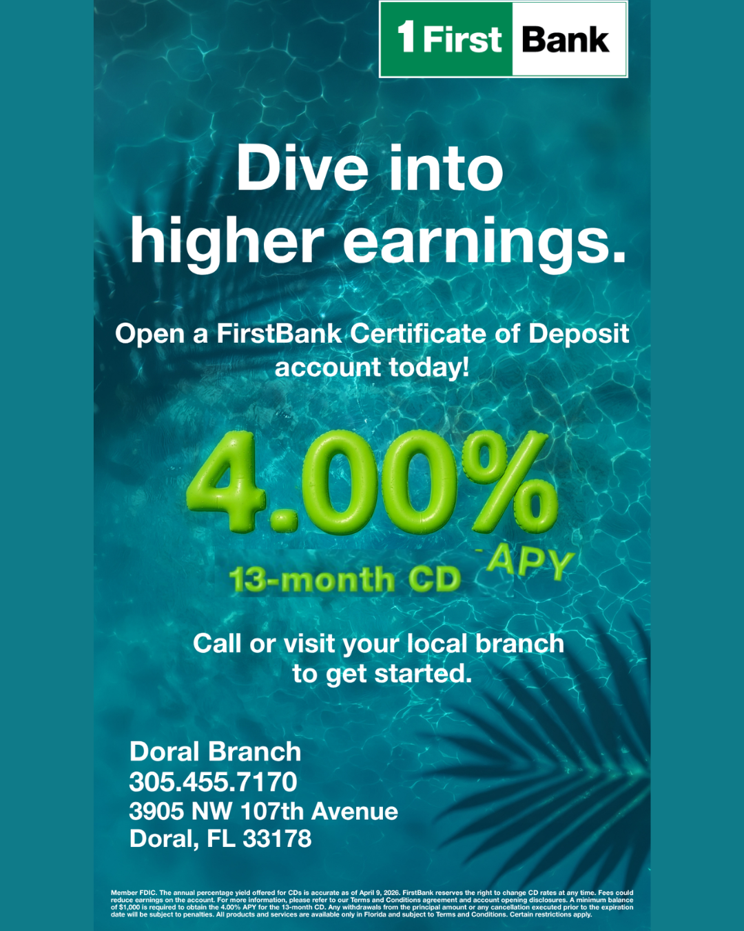 1FirstBank New CD Offer for 13 Months
