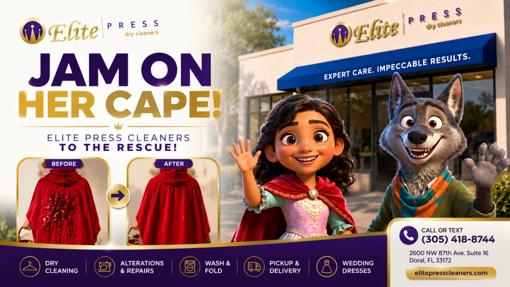 Little Red Riding Hood Trusts Elite Press Cleaners to Save Her Cape!