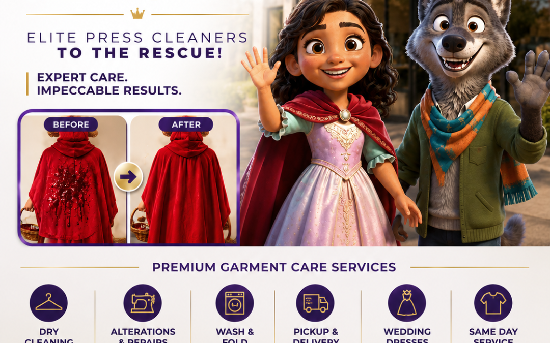 Little Red Riding Hood Trusts Elite Press Cleaners to Save Her Cape!