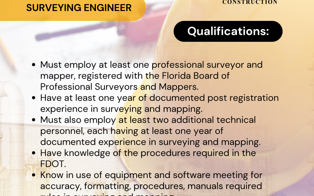 Neo Construction Corp.  Is Looking For a Surveying Engineer!