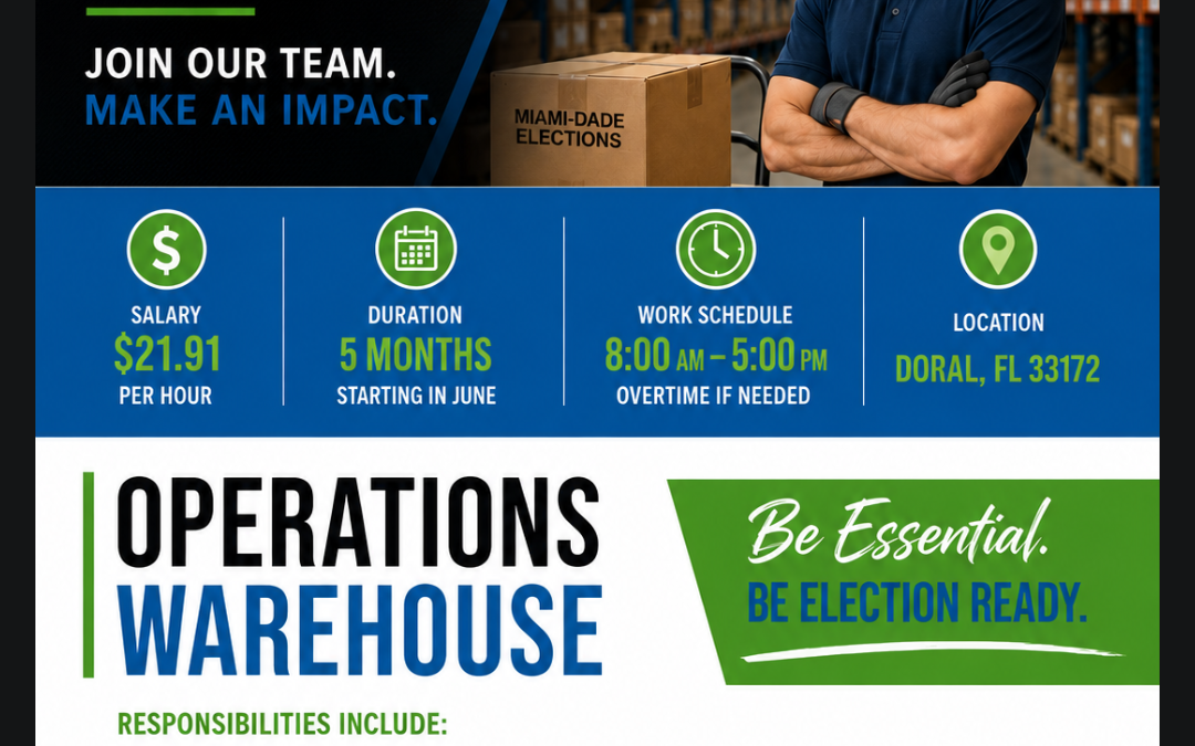 Miami-Dade Elections is Hiring – Warehouse Operations Positions Available!