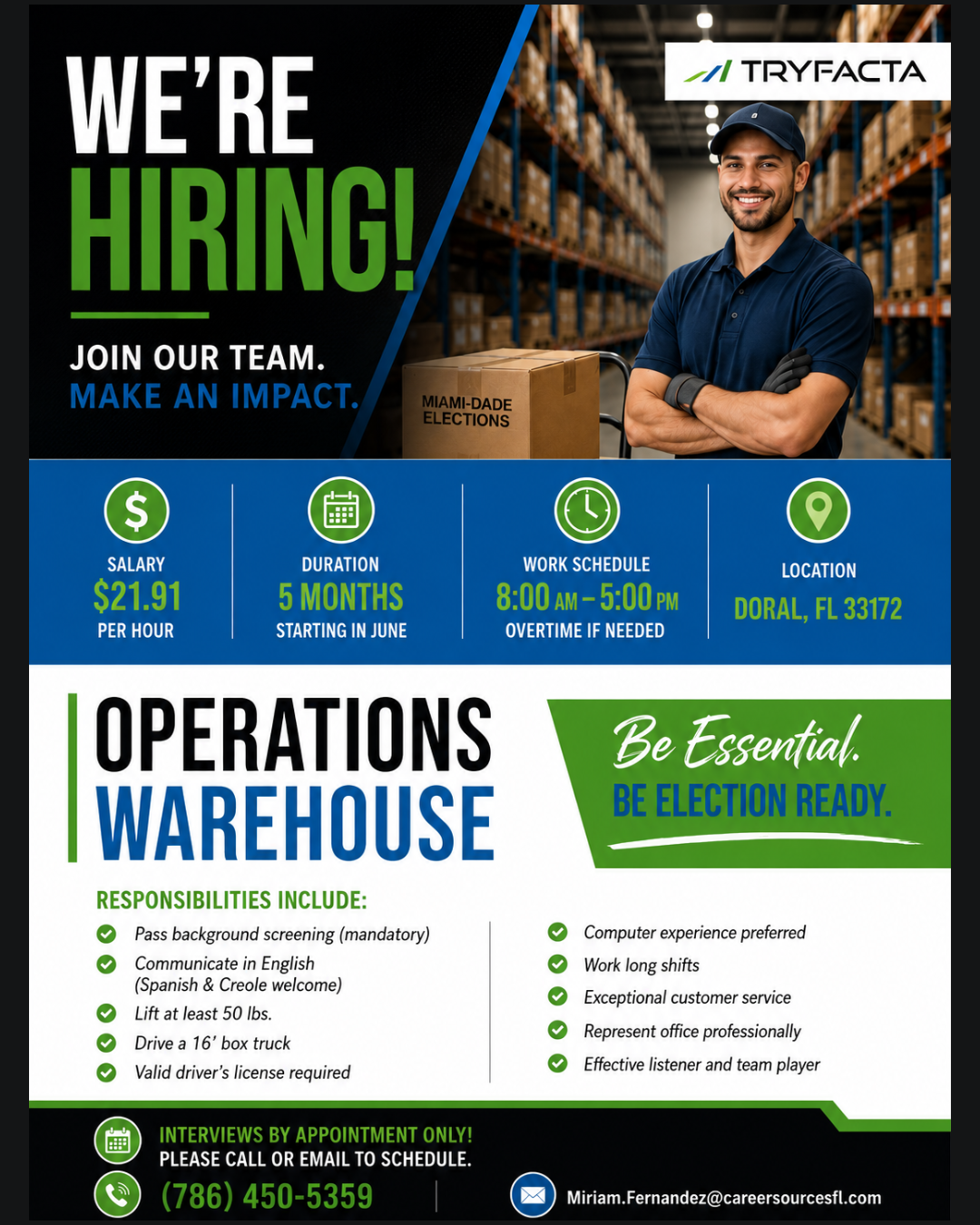 Miami-Dade Elections is Hiring – Warehouse Operations Positions Available!