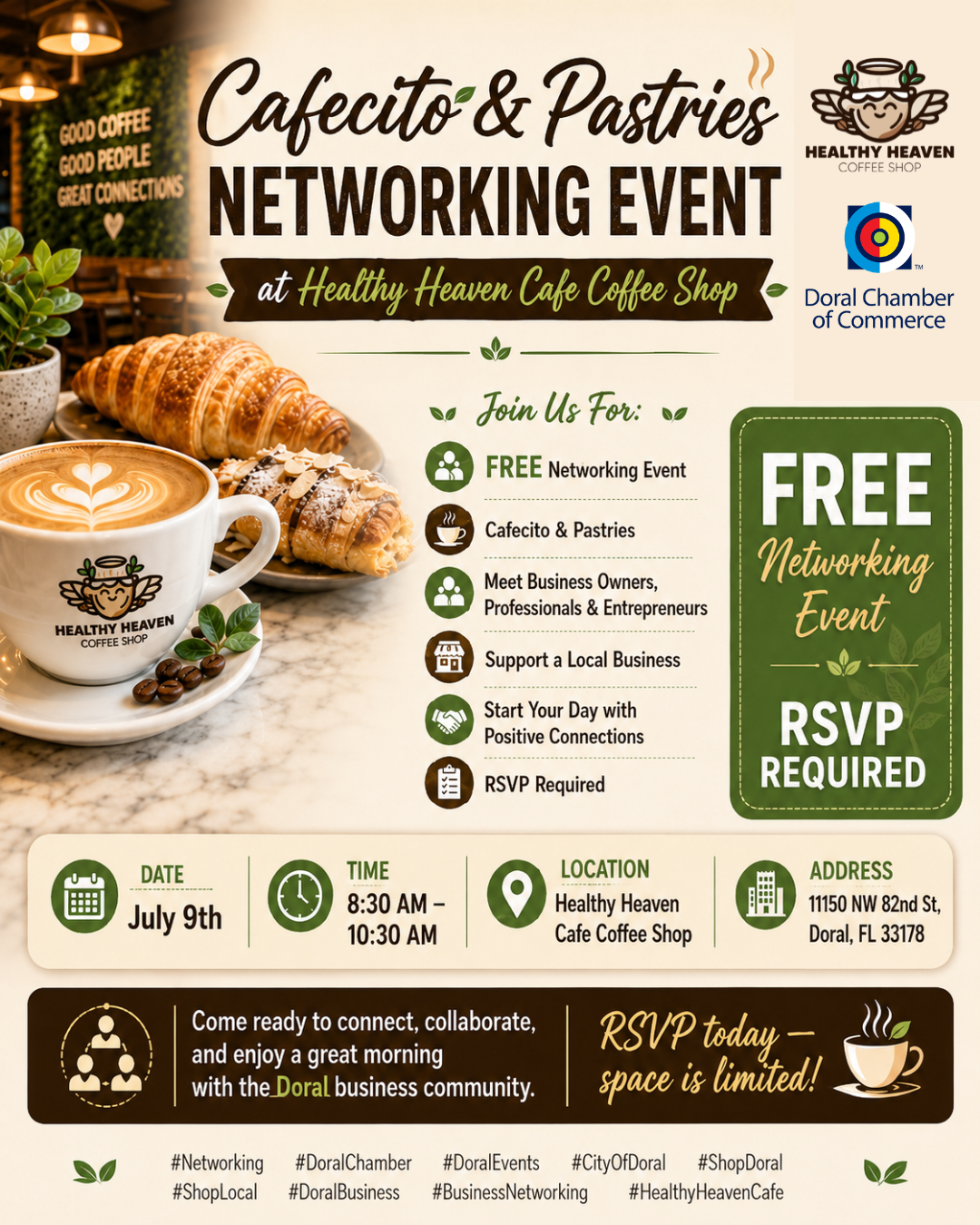 Cafecito & Pastries Networking Event at Healthy Heaven Cafe Coffee Shop