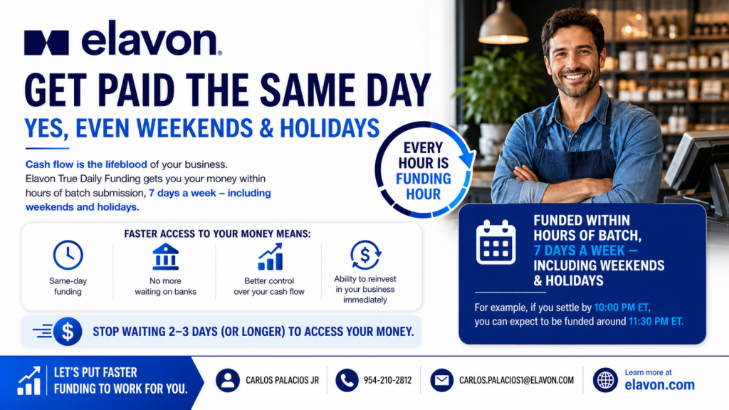 Elavon True Daily Funding: Get Paid the Same Day — Even on Weekends