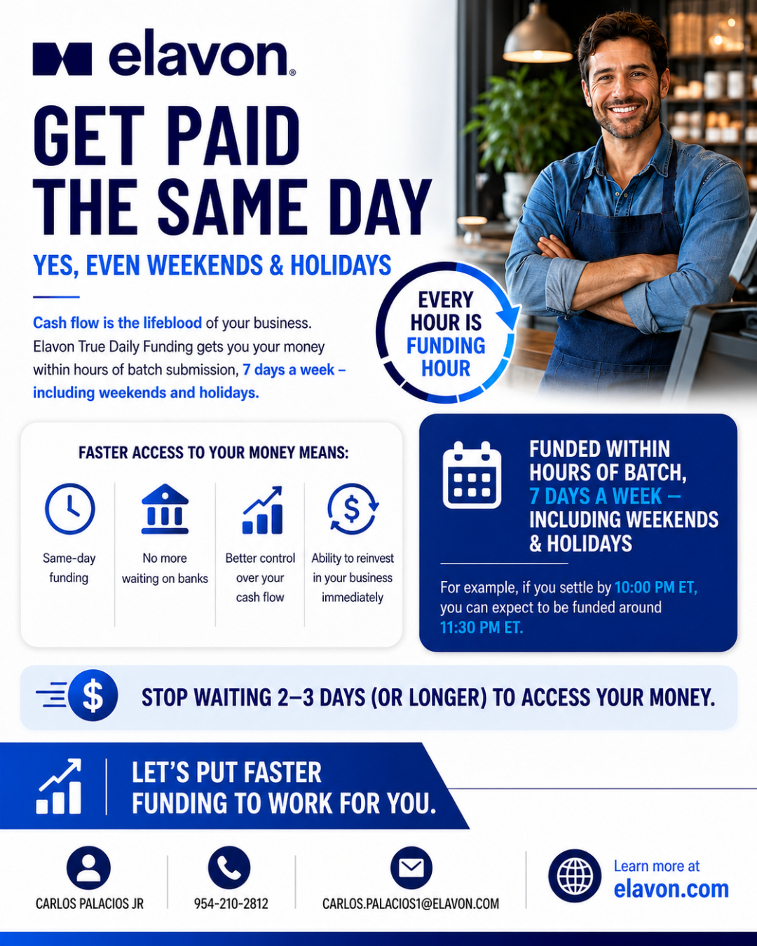 Elavon True Daily Funding: Get Paid the Same Day — Even on Weekends