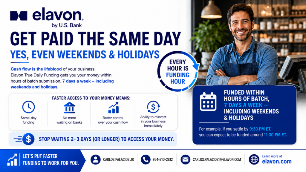 Elavon True Daily Funding: Get Paid the Same Day — Even on Weekends