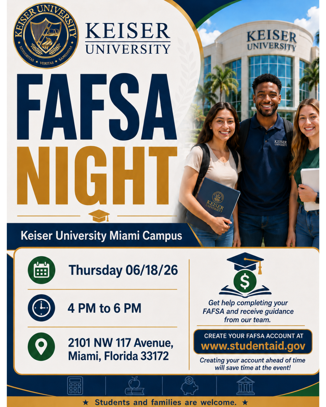 Keiser University Miami FAFSA Night is coming to Keiser University Miami!