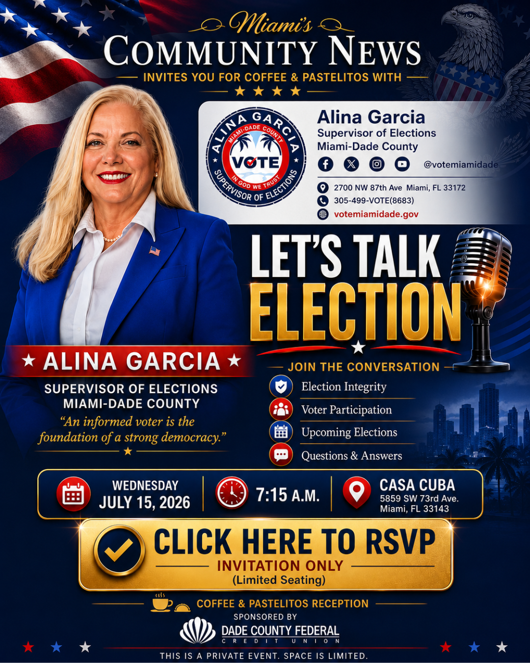 Let’s Talk Elections with Alina Garcia — Networking Breakfast