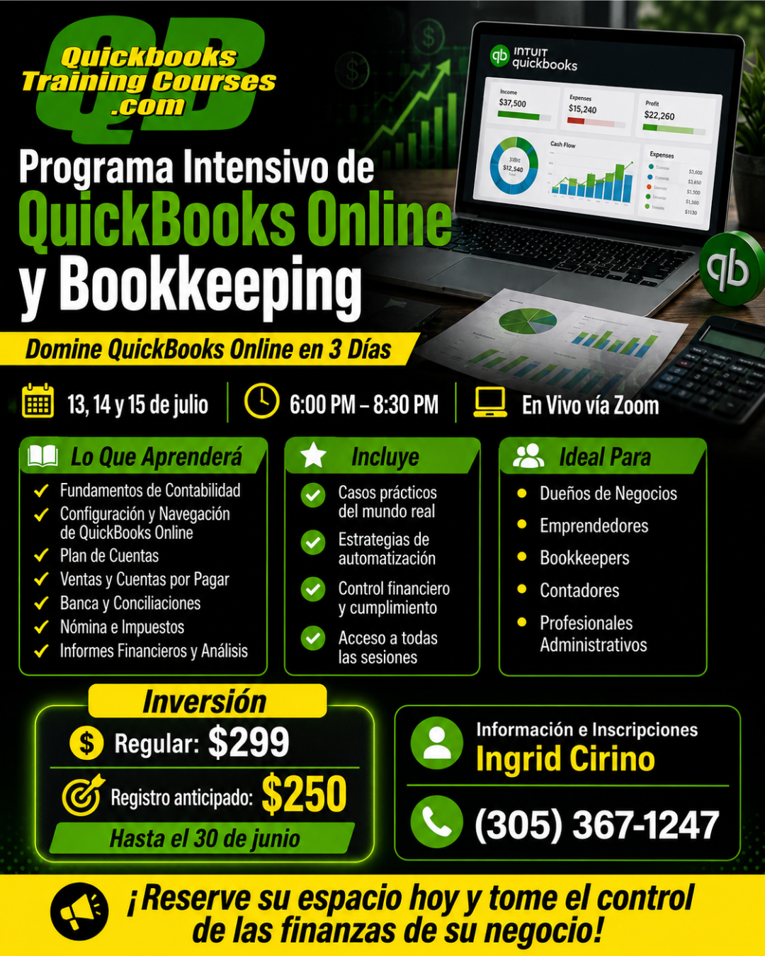 Programa Intensivo de 8 Horas de QuickBooks Online y Bookkeeping.