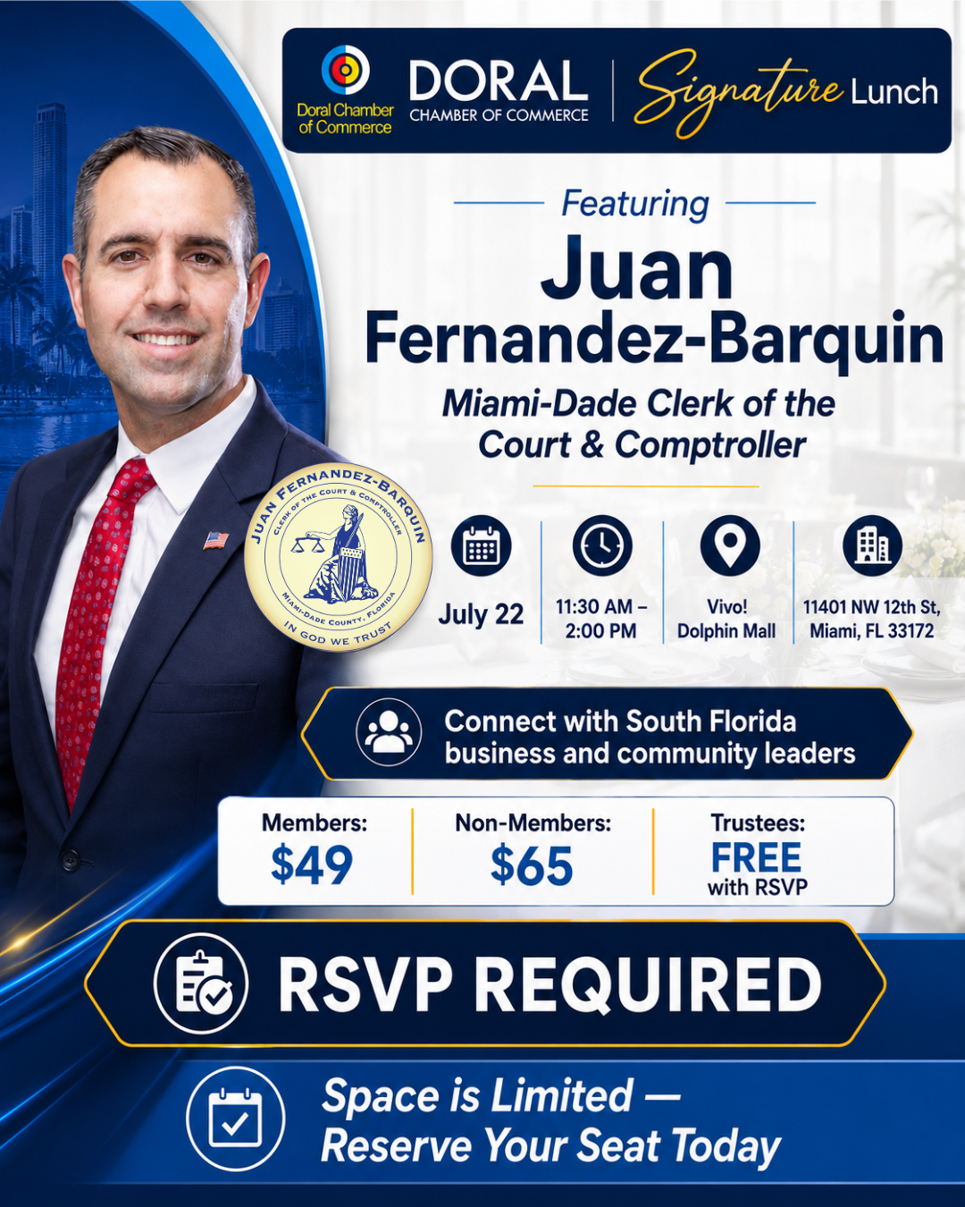 Doral Chamber Signature Lunch with Juan Fernandez-Barquin at Vivo! Dolphin Mall