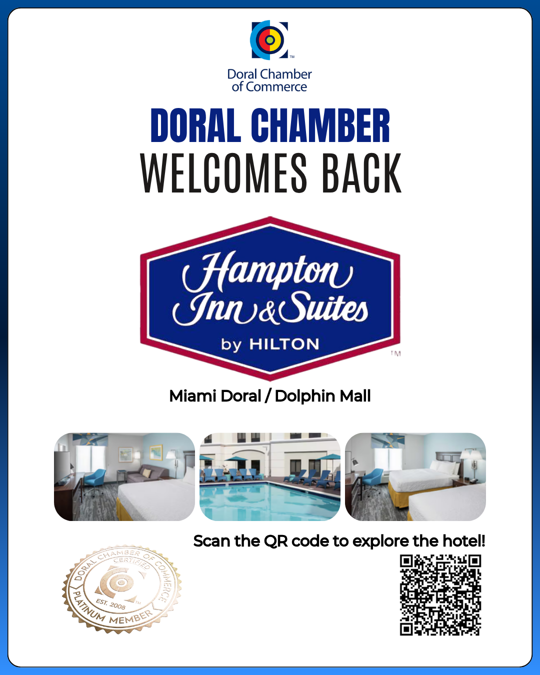 Doral Chamber of Commerce Proudly Welcomes Back Hampton Inn & Suites Miami-Doral/Dolphin Mall as a Platinum Member.