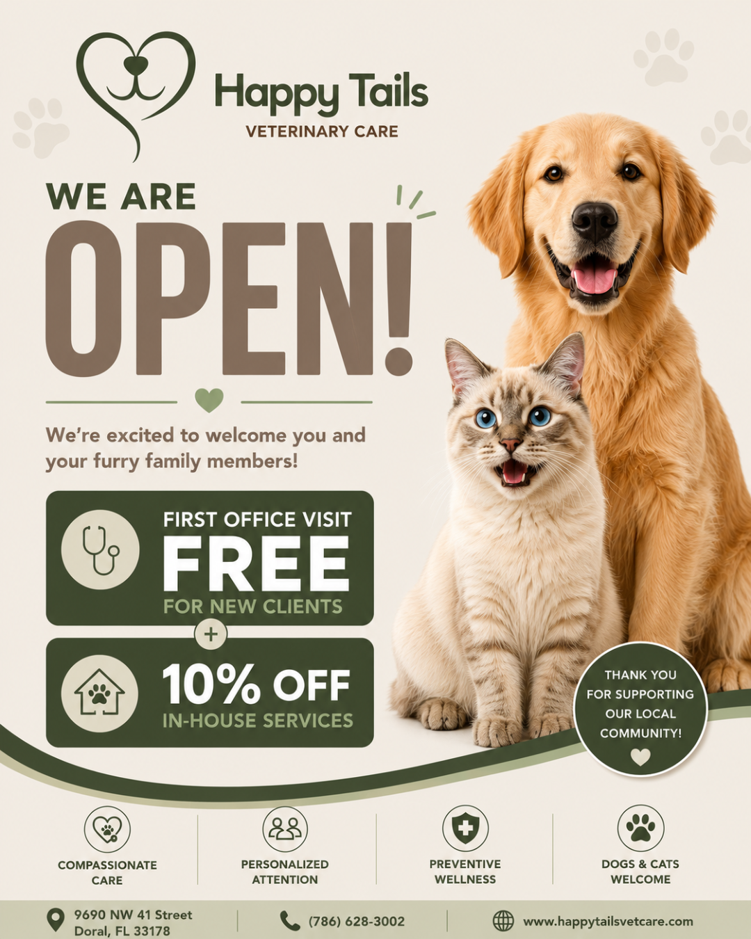 Happy Tails Veterinary Care is now open in Doral!