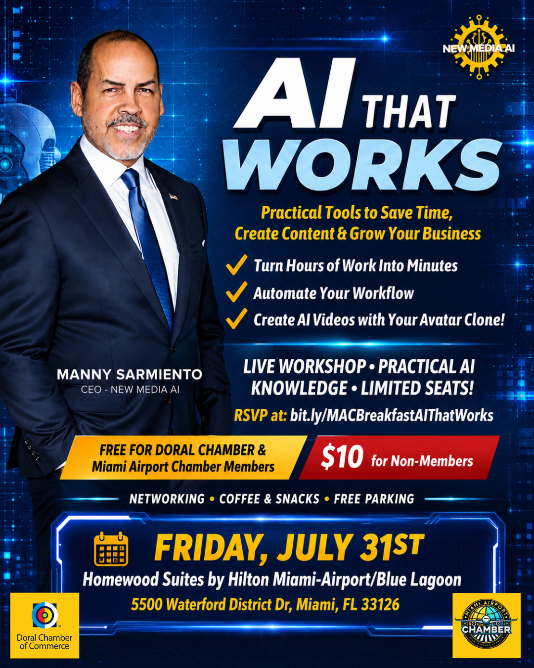 AI That Works: Practical Tools to Save Time & Grow Your Business — Miami Airport Chamber & Doral Chamber Members Attend FREE 