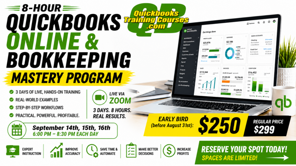 QuickBooks Online & Bookkeeping 8-Hour Mastery Program.