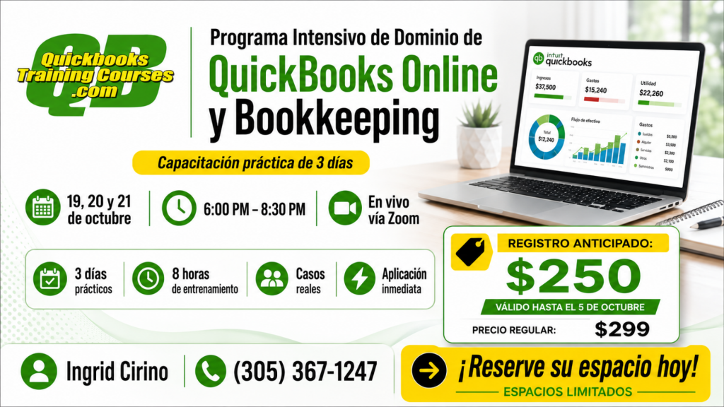Programa Intensivo de 8 Horas de QuickBooks Online y Bookkeeping.