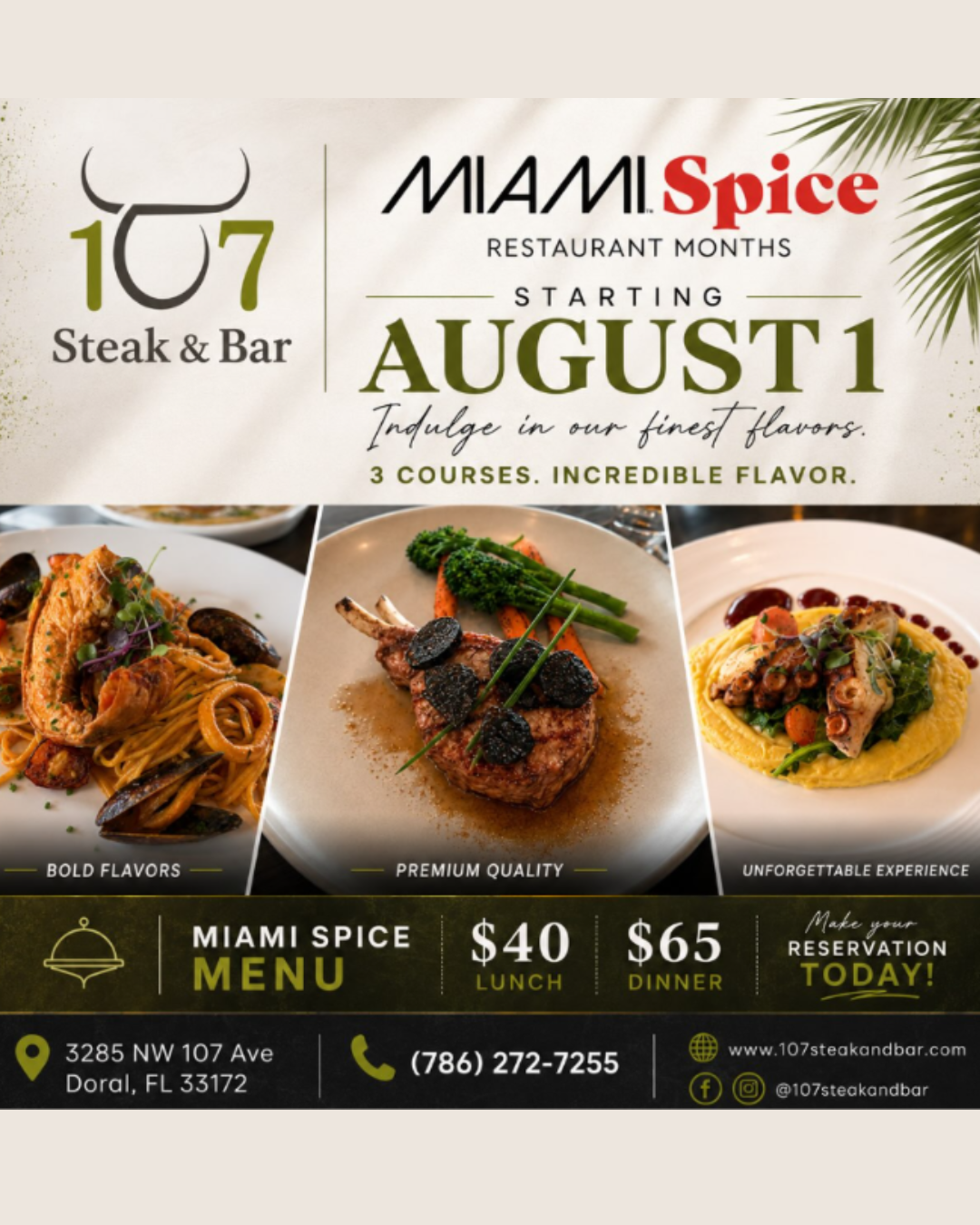 107 Steak & Bar ✨ Miami Spice is back at 107 Steak & Bar! ✨