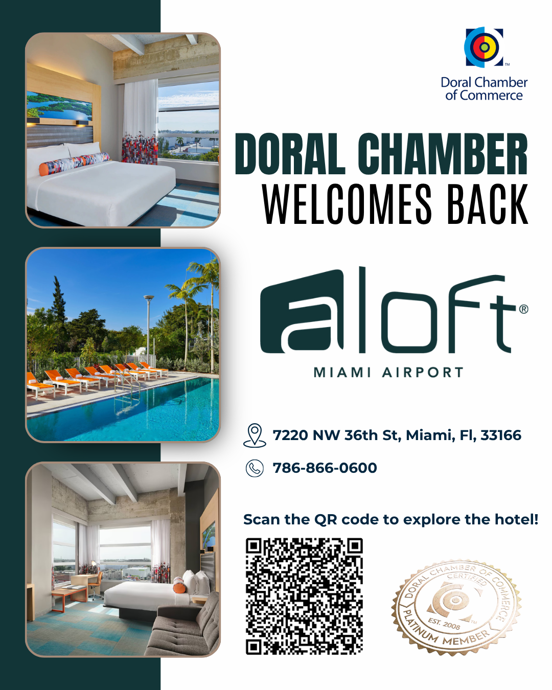 Doral Chamber of Commerce Proudly Welcomes Back Aloft Miami Airport as a Platinum Member.