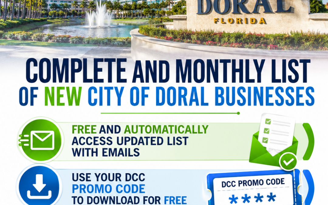 NEW DCC Member Benefit: Get the Monthly List of  ﻿New Doral Businesses FREE!
