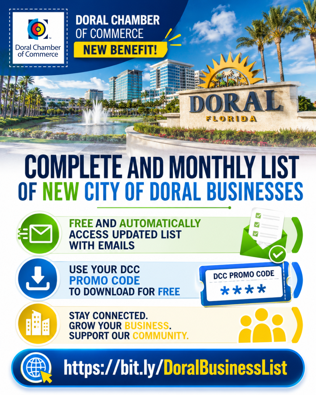 NEW DCC Member Benefit: Get the Monthly List of ﻿New Doral Businesses FREE!