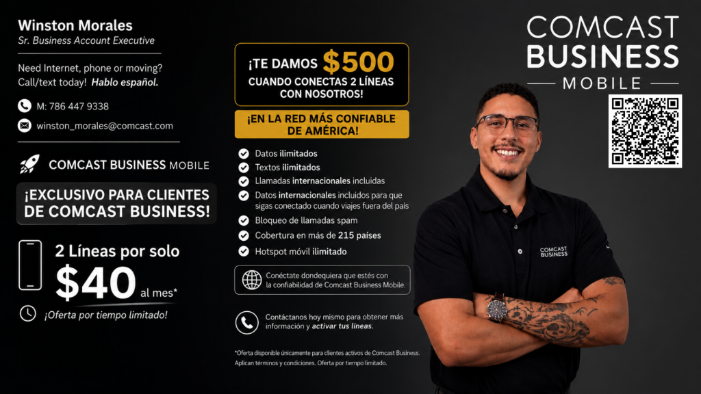 Comcast Business Mobile – 2 Lines for Only $40/Month + Get $500