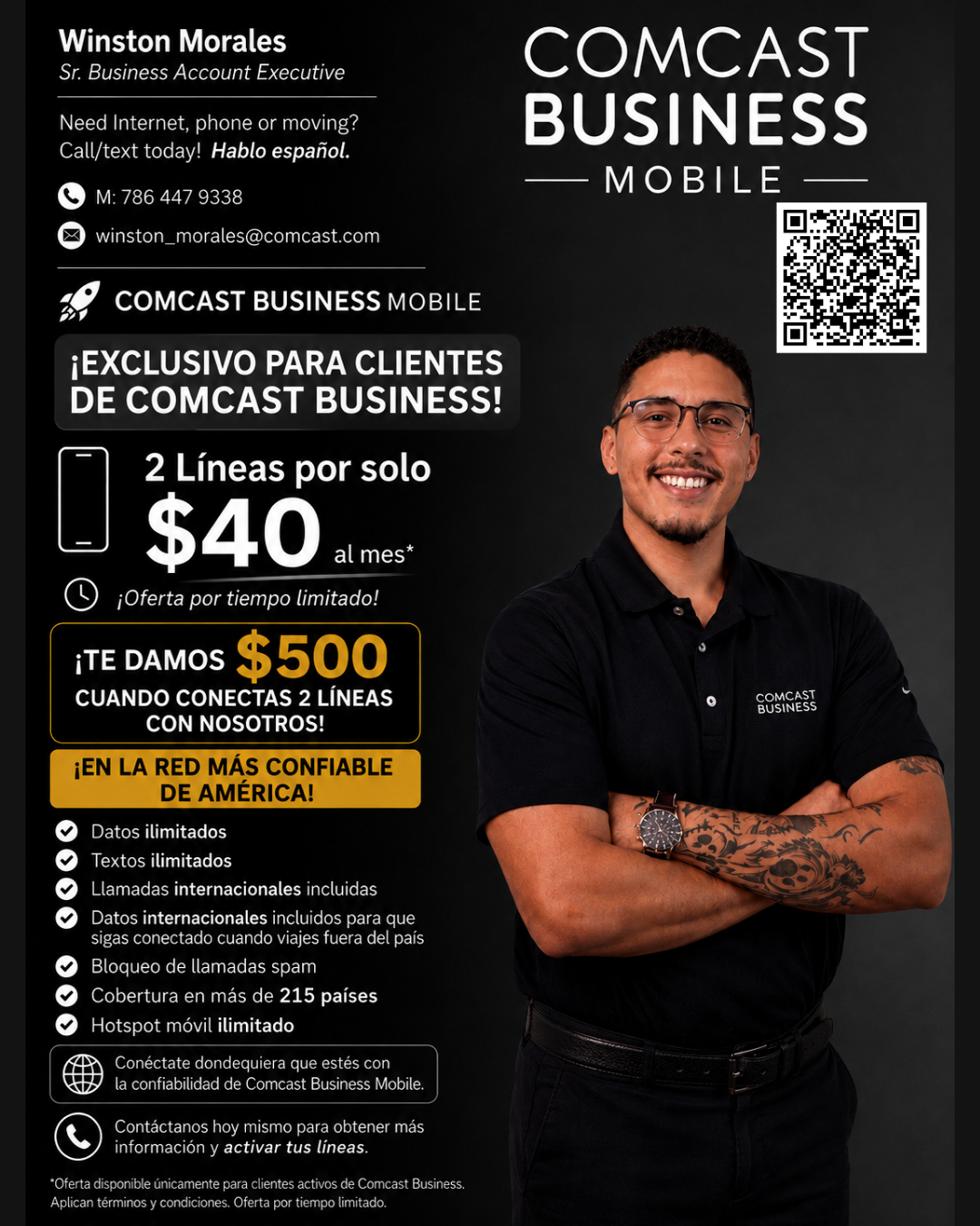 Comcast Business Mobile – 2 Lines for Only $40/Month + Get $500