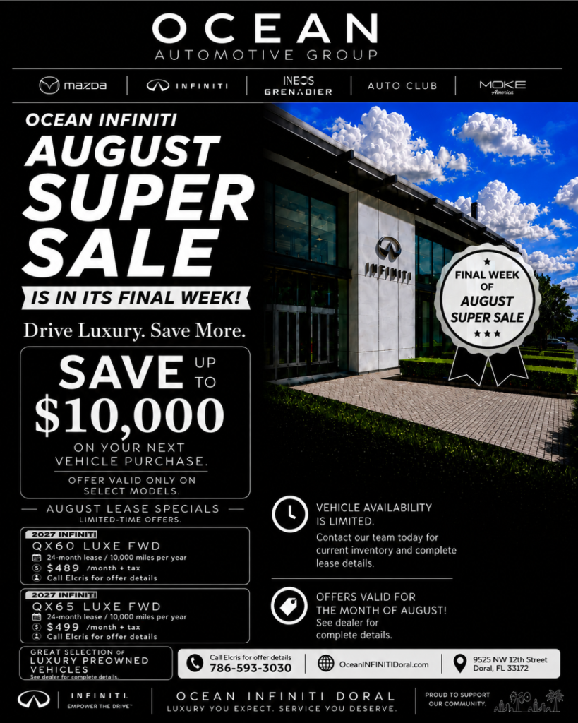 Ocean Infiniti Doral Members special offer
