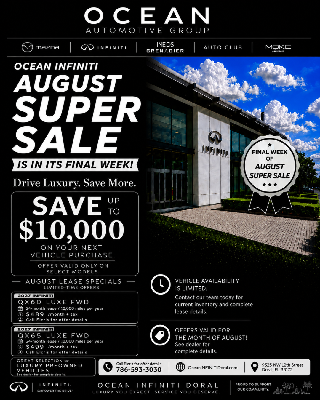 Ocean Infiniti Doral Members special offer