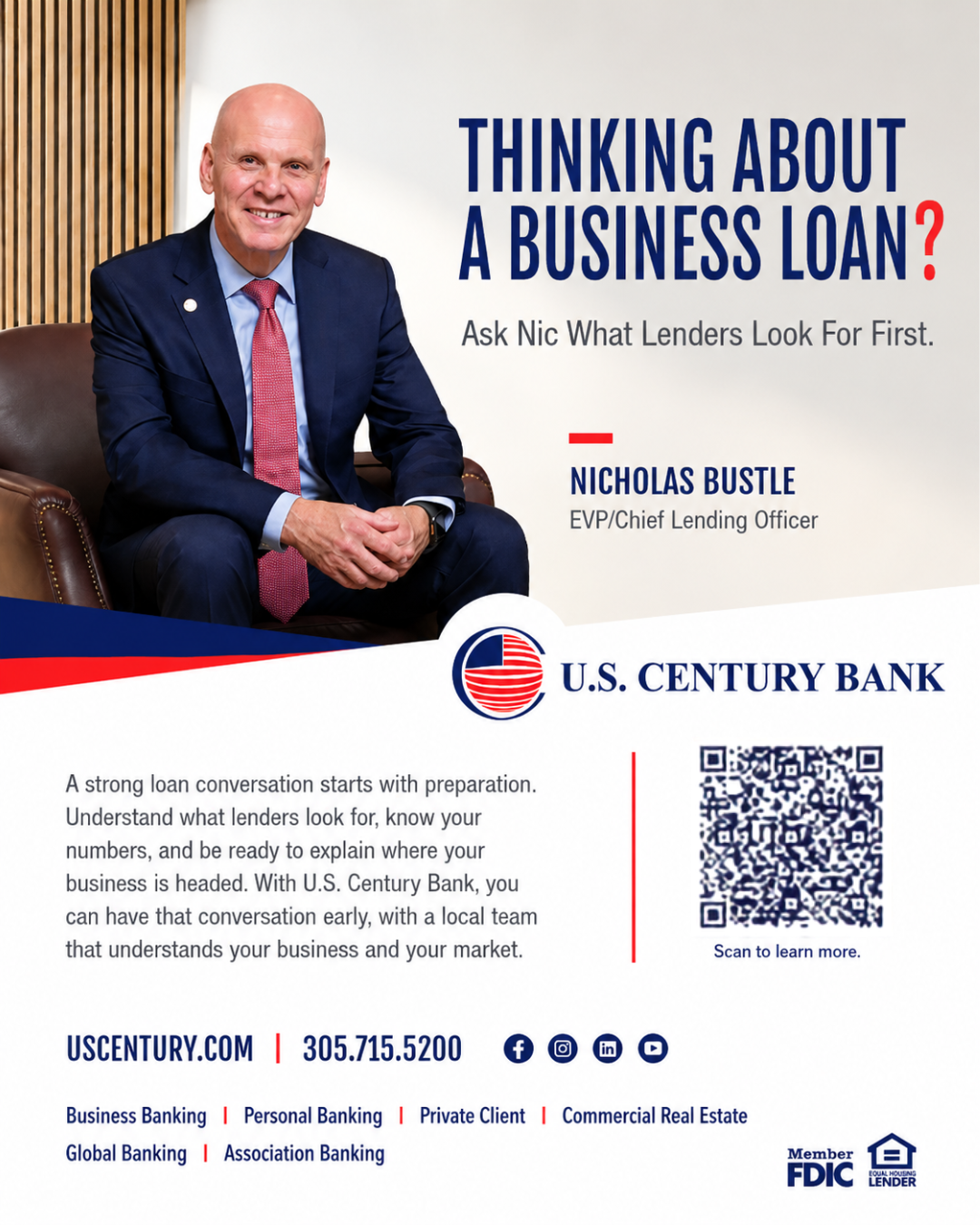 Thinking About a Business Loan? Ask U.S. Century Bank’s Nic What Lenders Look For First