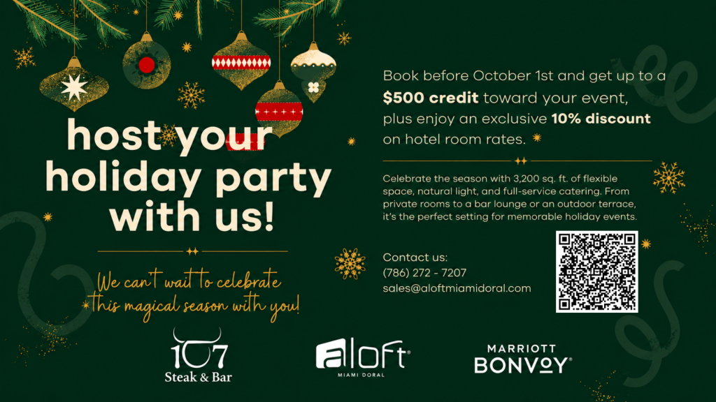 Aloft Miami Doral Invites You to Celebrate the Holidays With Us!