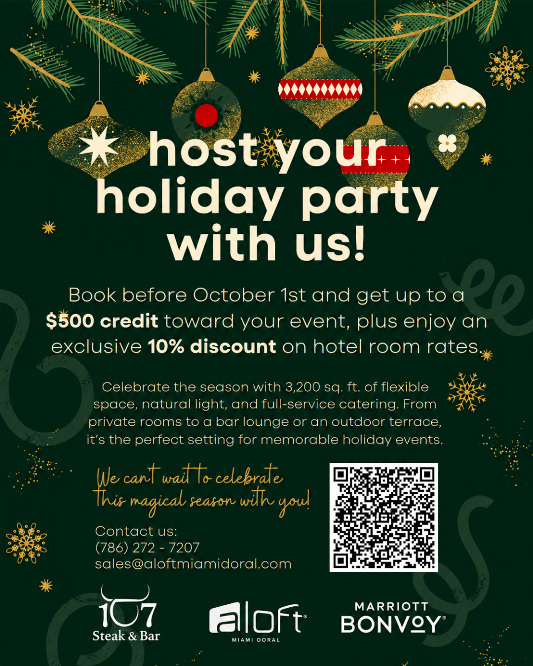Aloft Miami Doral Invites You to Celebrate the Holidays With Us!