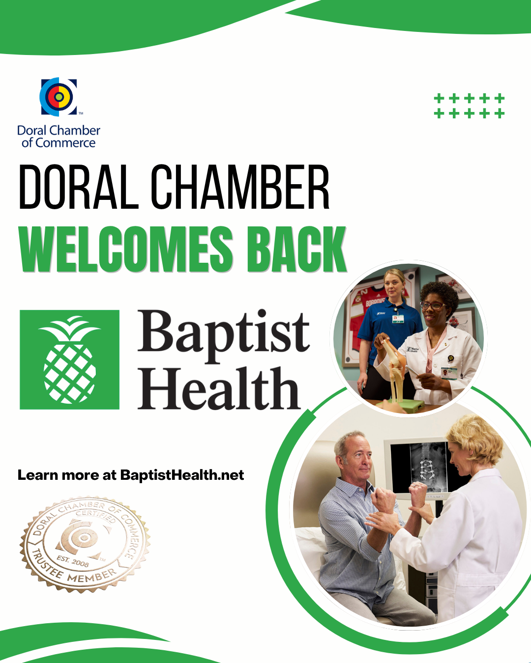 Doral Chamber of Commerce Proudly Welcomes Back Baptist Health as a Trustee Member.