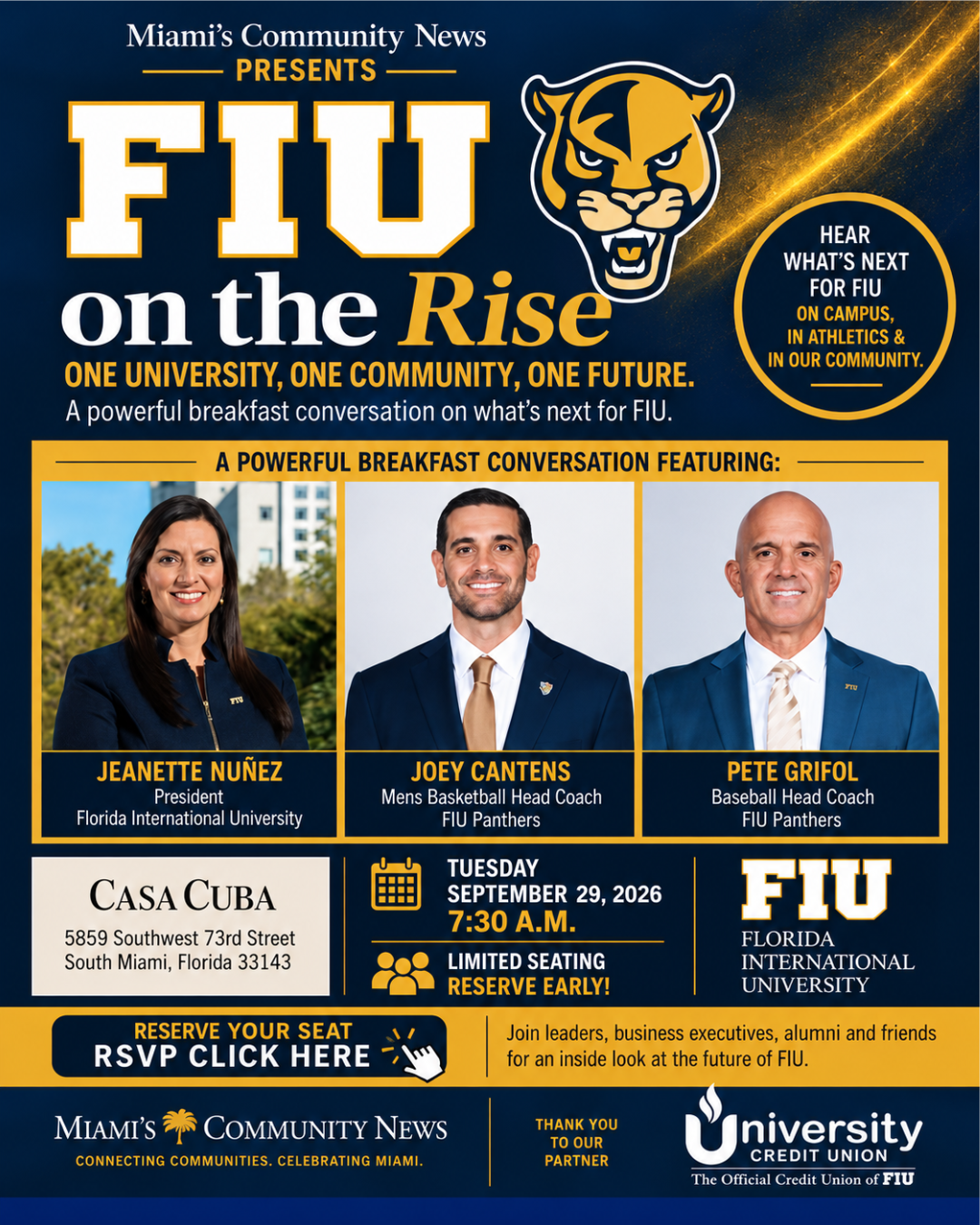 FIU President Nuñez + Baseball & Basketball Coaches — One Big Morning