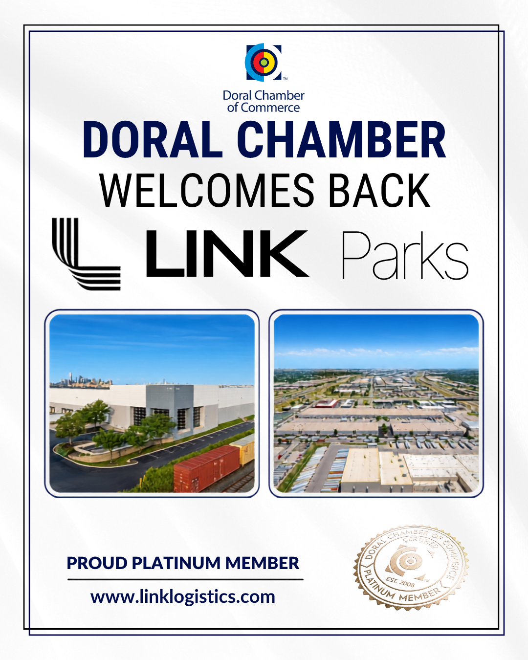 Doral Chamber of Commerce Proudly Welcomes Back Link Parks as a Platinum Member.