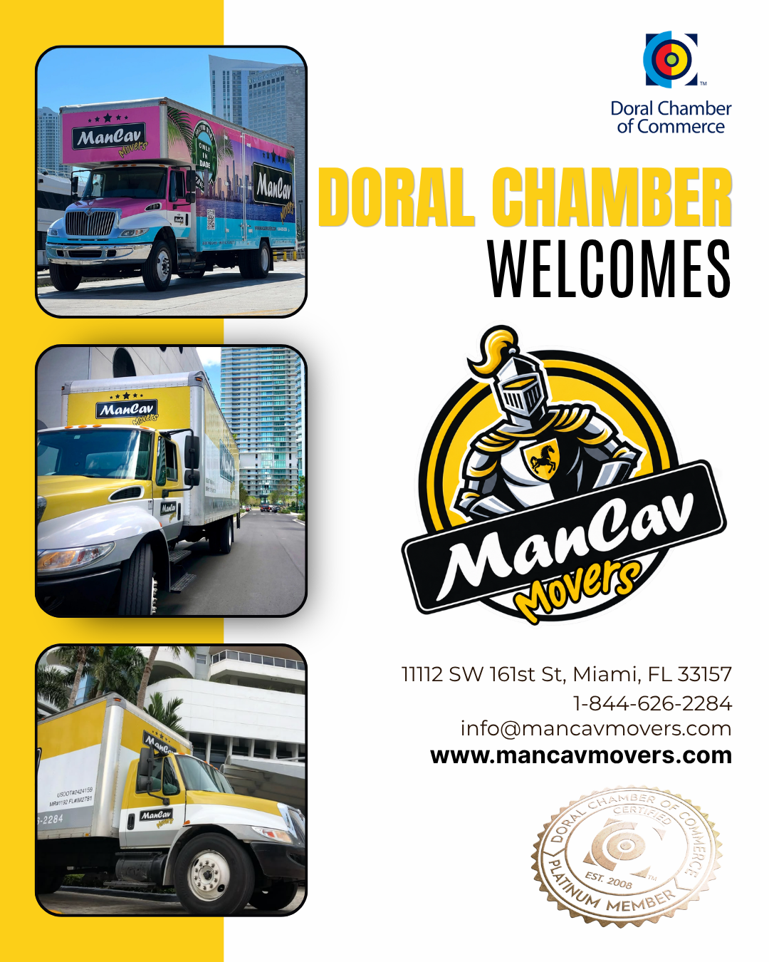 Doral Chamber of Commerce Proudly Welcomes Mancav Movers as a Platinum Member.