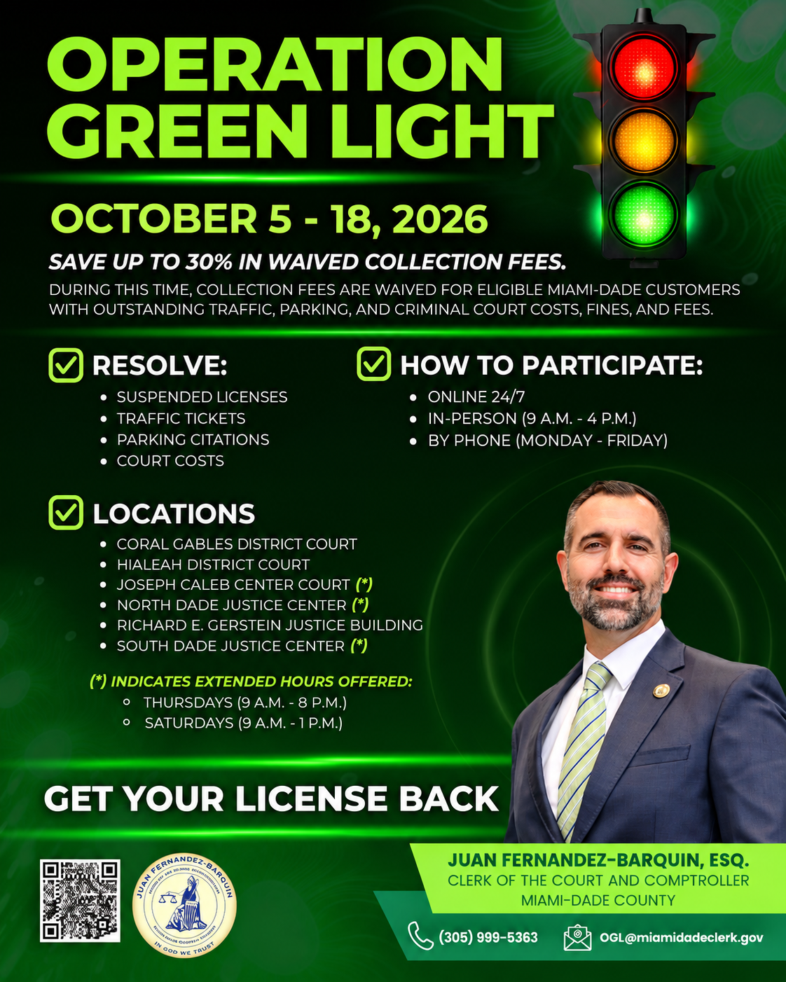 Miami Dade Clerk Operation Green Light October 5–18