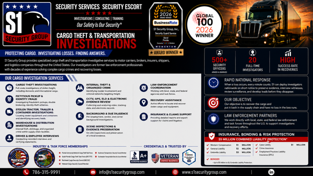 S1 Security Group, Inc. – Protect Your Cargo. Reduce Losses. Get Answers.