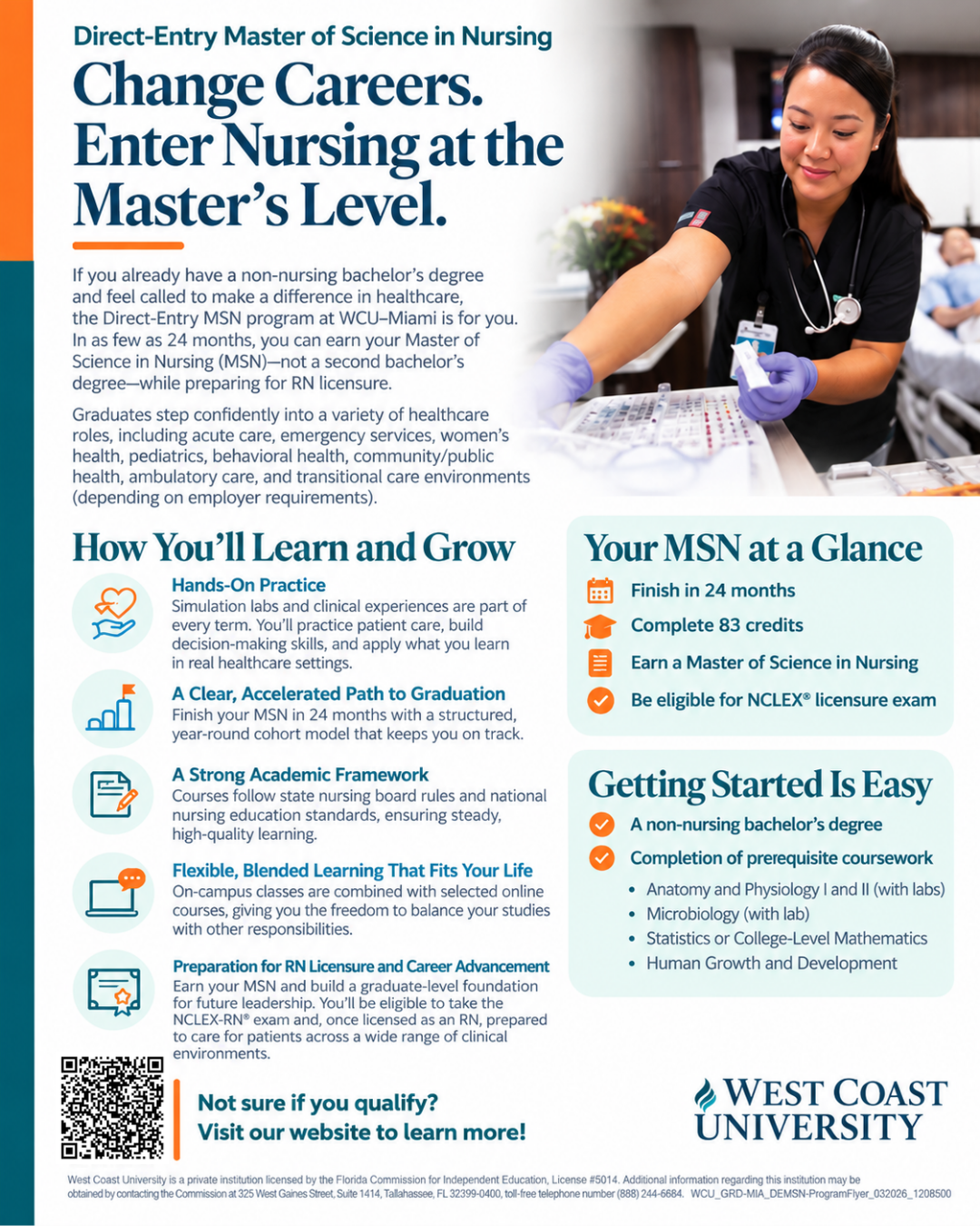 Change Careers! Enter Nursing at the Master’s Level at WCU–Miami