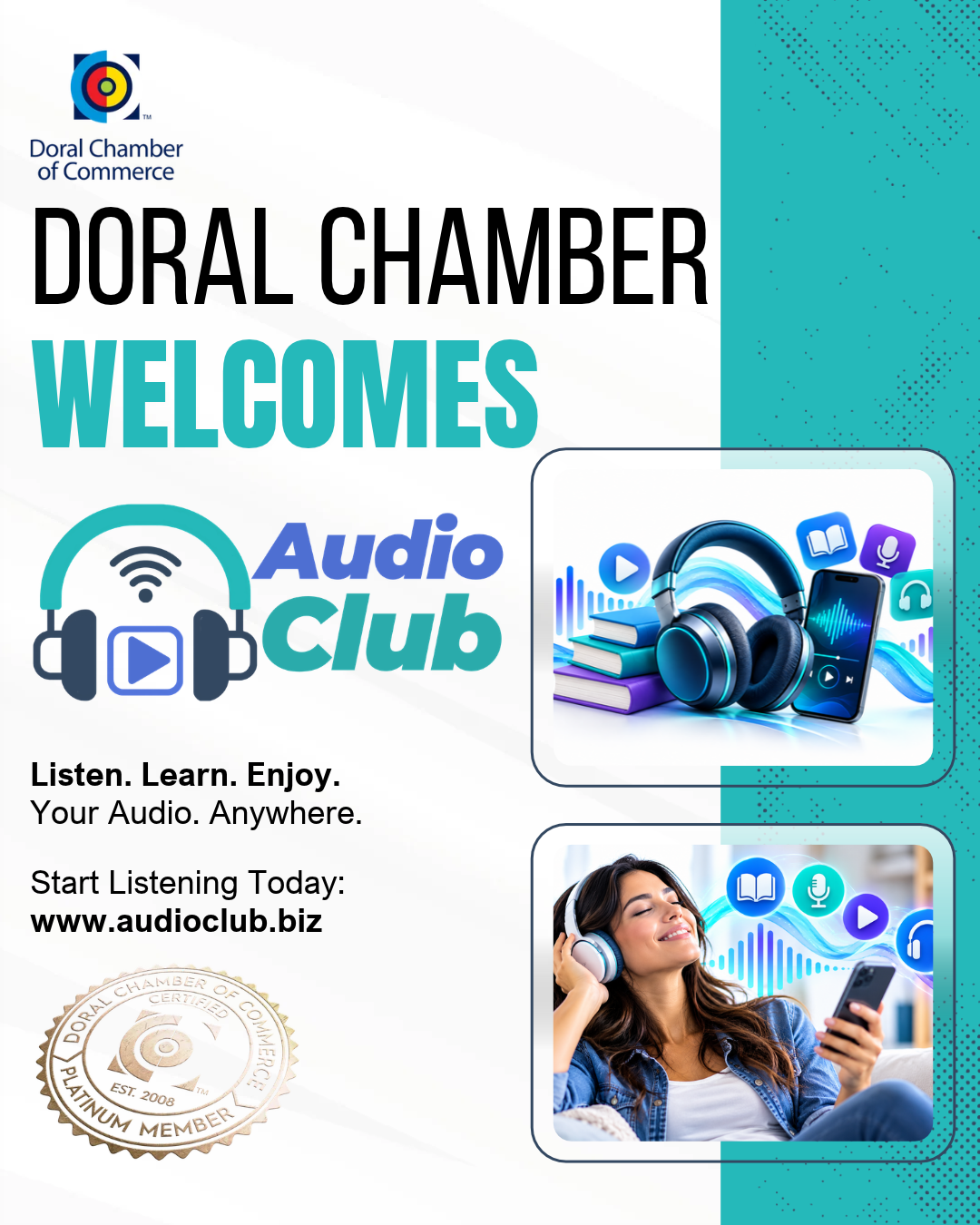 Doral Chamber of Commerce Proudly Welcomes AUDIOCLUB INC. as a Platinum Member.