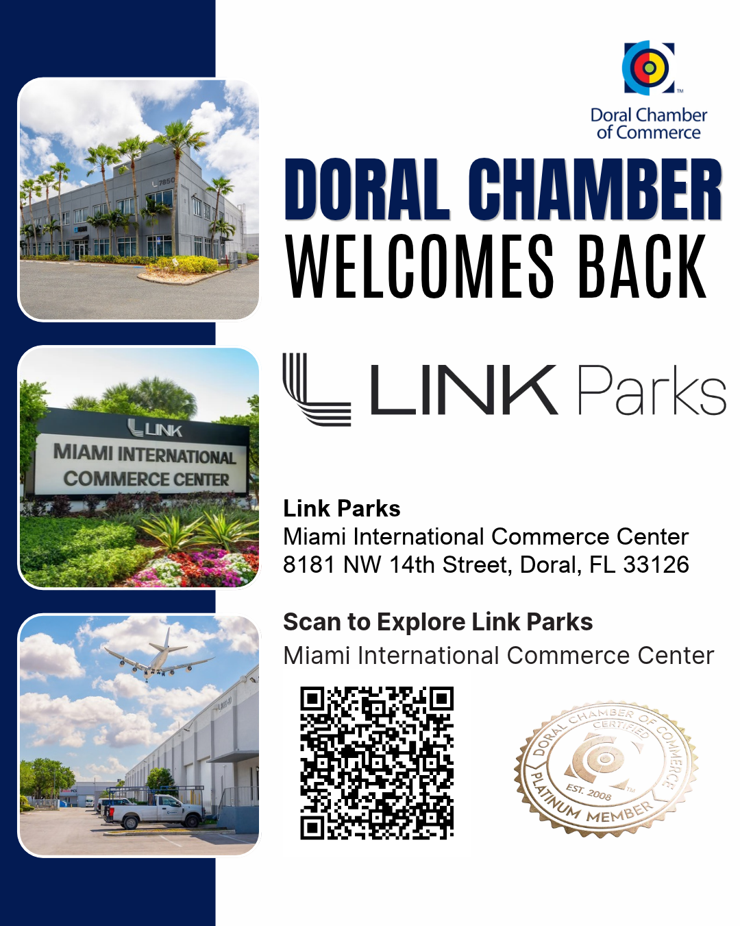 Doral Chamber of Commerce Proudly Welcomes Back Link Parks as a Platinum Member.